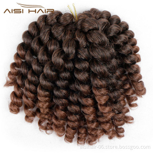 Aisi Hair 8inch Jumpy Wand Curl Crochet Braids 20 Roots Jamaican Bounce Synthetic Crochet Hair Extension for Black Women